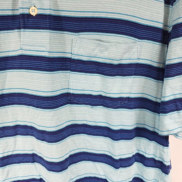 Saddlebred Mens Shrt Slv Button Top Collared Blues Striped Tee Sz Large - Picture 4 of 8